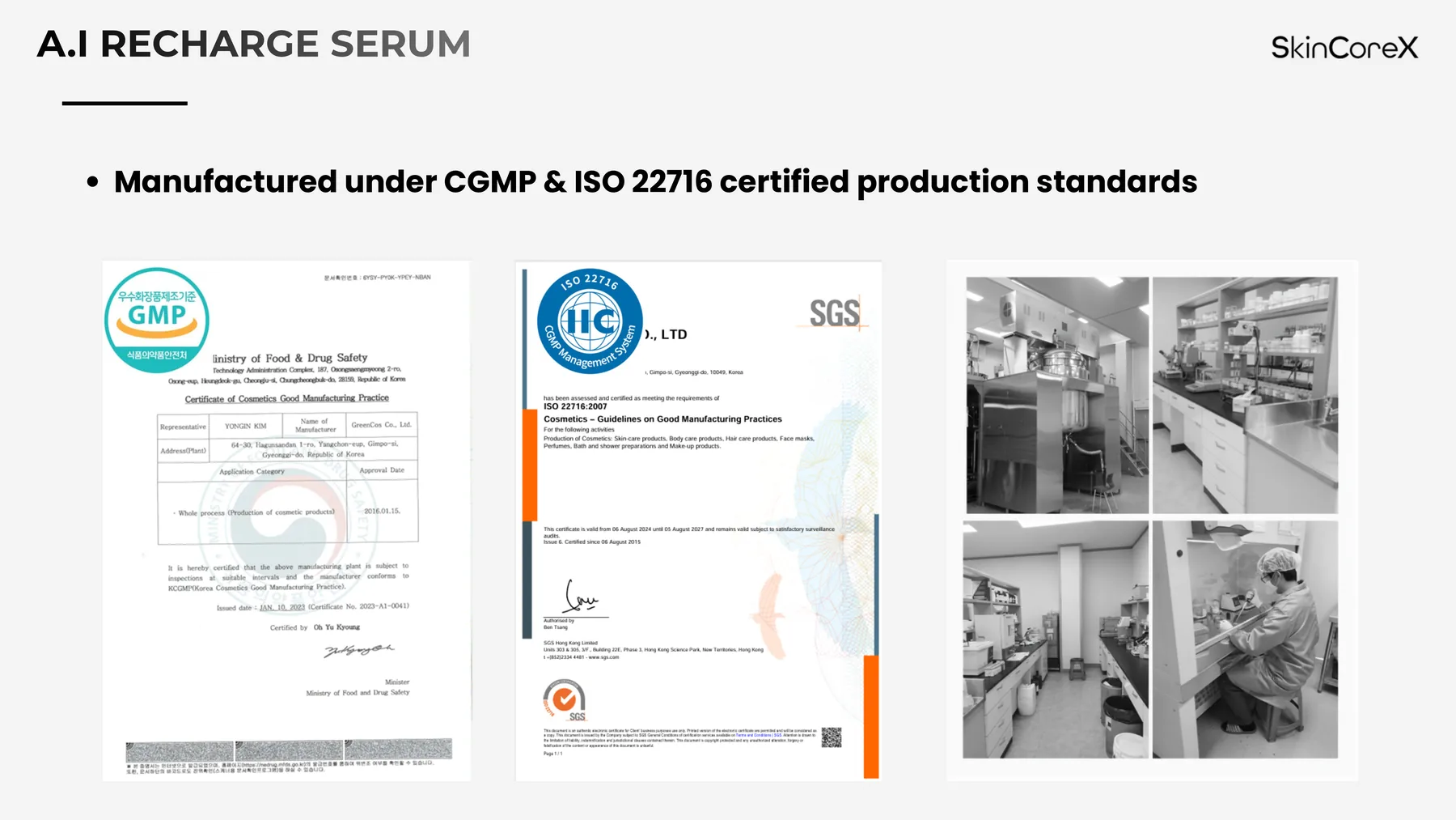CGMP and ISO 22716 production standards